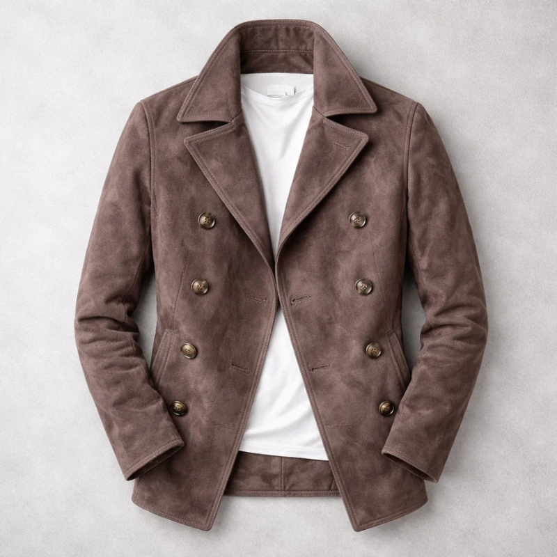 Quinton - Men's Double-Breasted Suede Blazer
