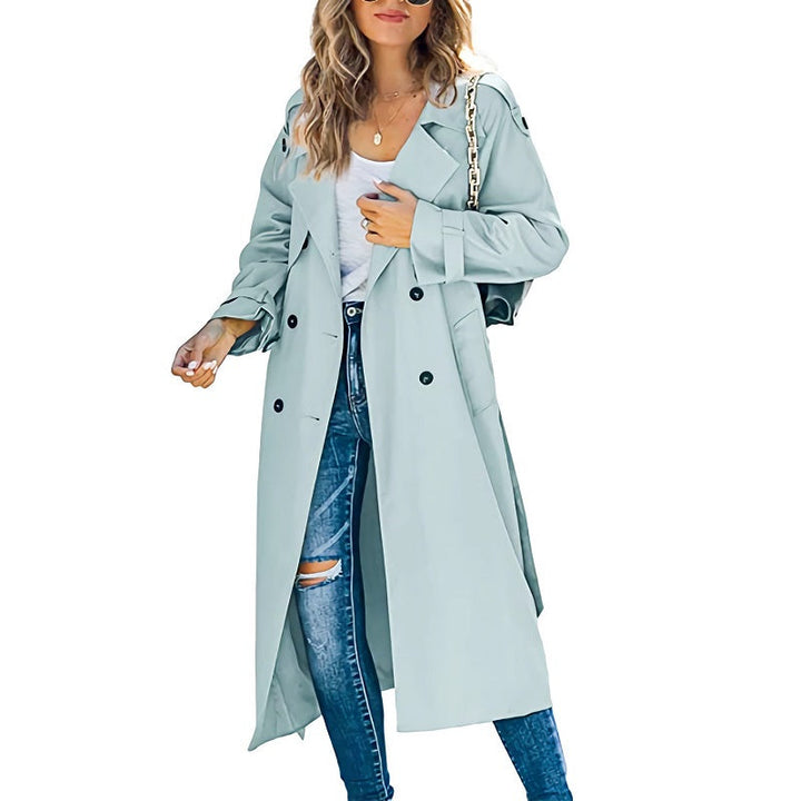 Quinton - Women's Double-Breasted Long Trench Coat