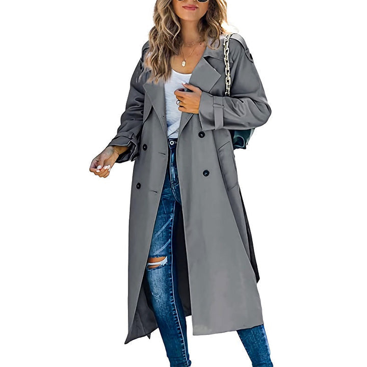 Quinton - Women's Double-Breasted Long Trench Coat