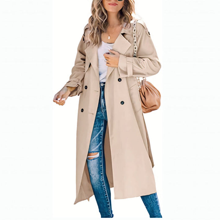 Quinton - Women's Double-Breasted Long Trench Coat