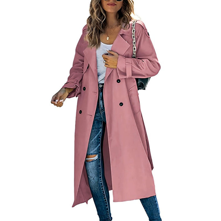 Quinton - Women's Double-Breasted Long Trench Coat