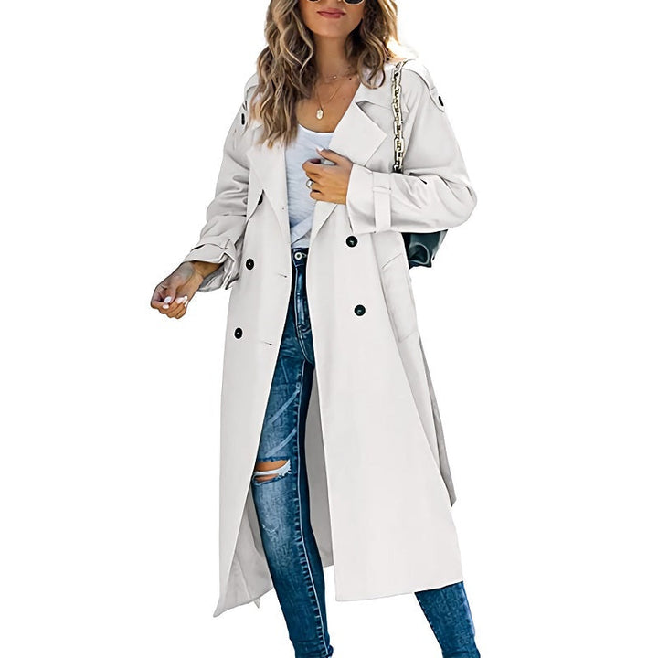 Quinton - Women's Double-Breasted Long Trench Coat
