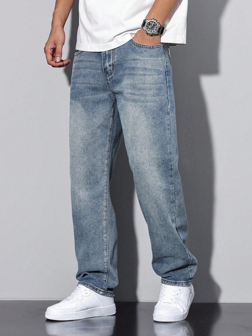 Rafael - Men's Straight-Leg Jeans with Washed Denim Finish