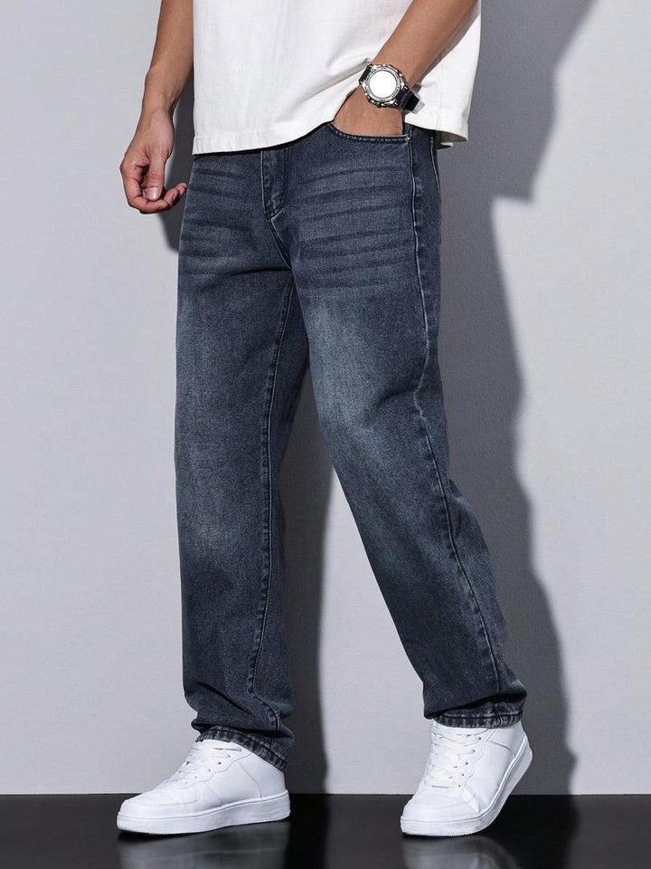 Rafael - Men's Straight-Leg Jeans with Washed Denim Finish