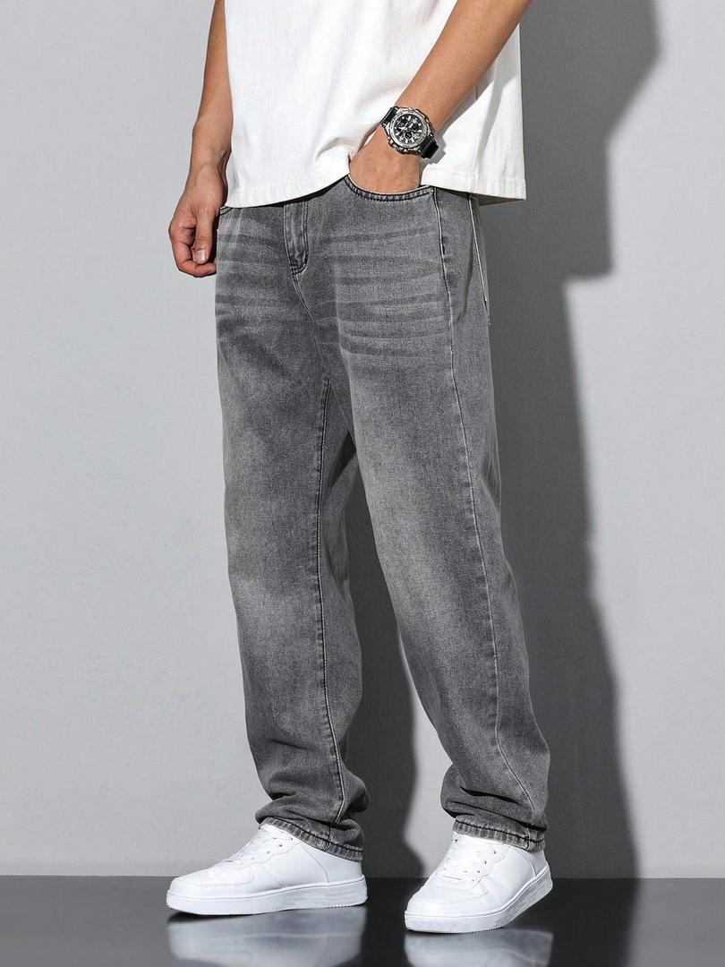 Rafael - Men's Straight-Leg Jeans with Washed Denim Finish
