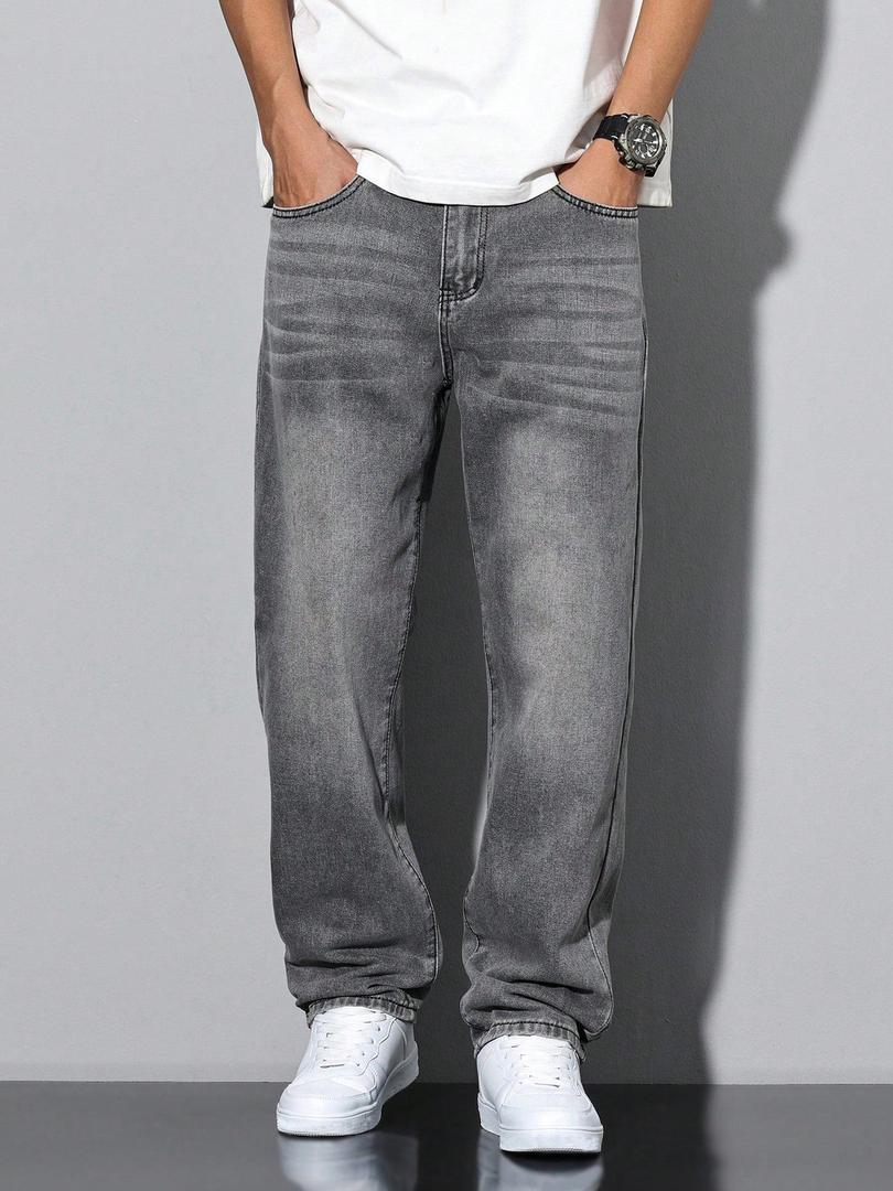 Rafael - Men's Straight-Leg Jeans with Washed Denim Finish