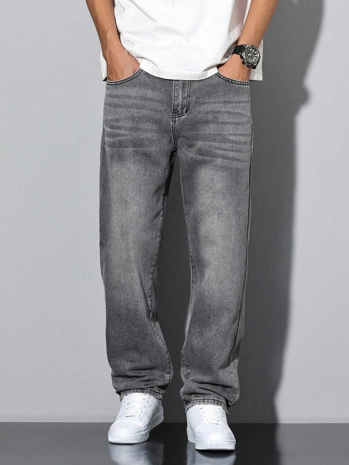 Rafael - Men's Straight-Leg Jeans with Washed Denim Finish