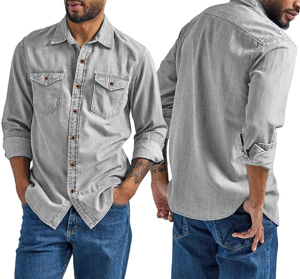 Raiver - Men's Denim-Style Button-Up Shirt 1