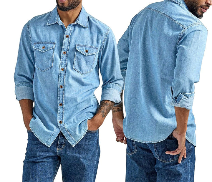 Raiver - Men's Denim-Style Button-Up Shirt 2