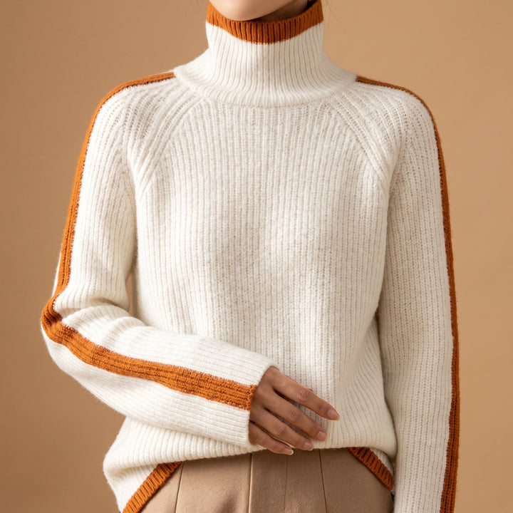 Raquel - Women's Raglan Turtleneck with Contrast Trim