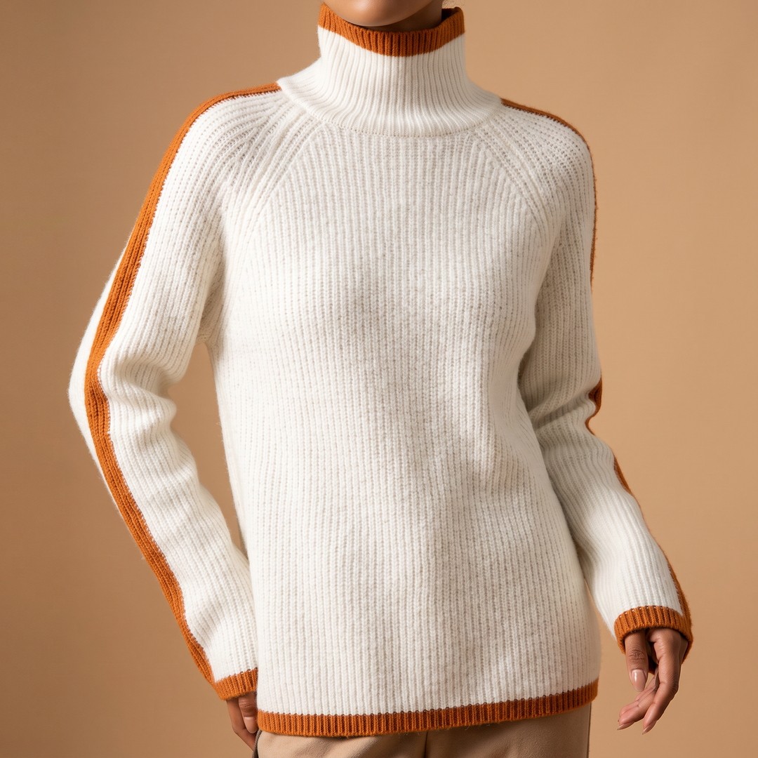Raquel - Women's Raglan Turtleneck with Contrast Trim