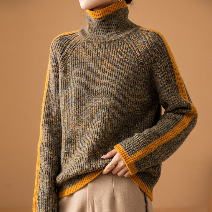 Raquel - Women's Raglan Turtleneck with Contrast Trim