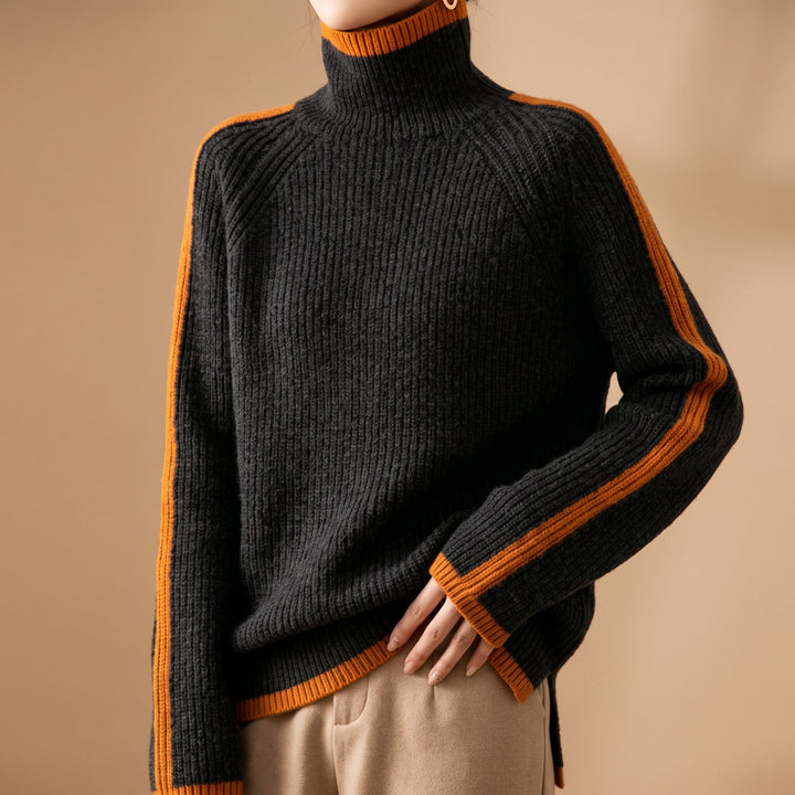 Raquel - Women's Raglan Turtleneck with Contrast Trim