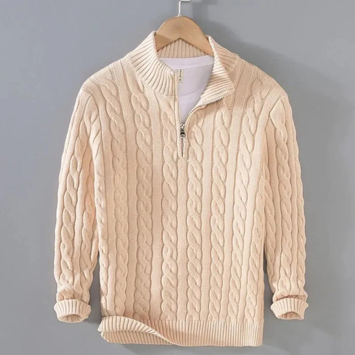 Rayden - Men's Cable Knit Quarter-Zip Pullover