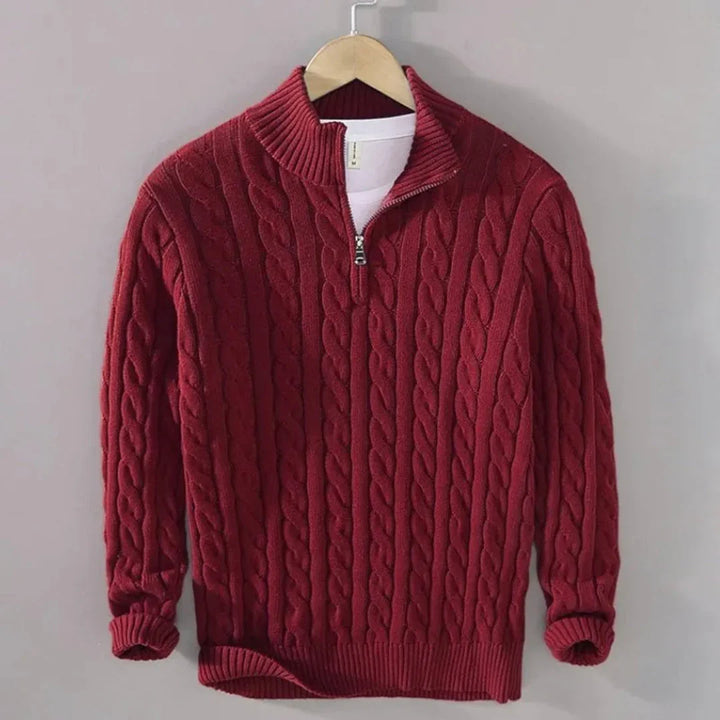 Rayden - Men's Cable Knit Quarter-Zip Pullover
