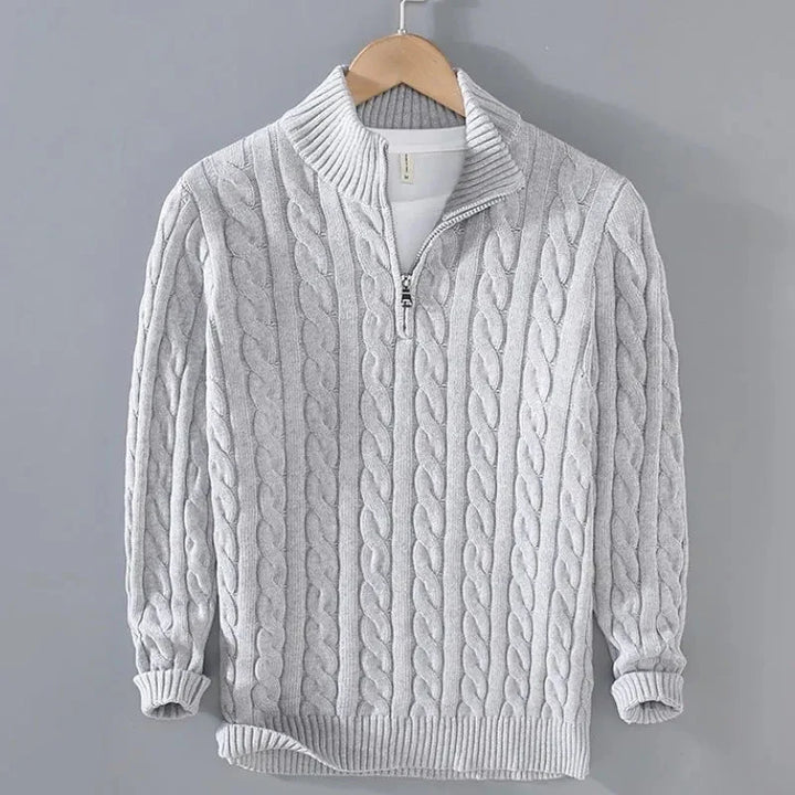 Rayden - Men's Cable Knit Quarter-Zip Pullover