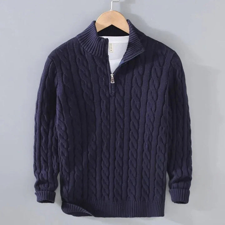 Rayden - Men's Cable Knit Quarter-Zip Pullover