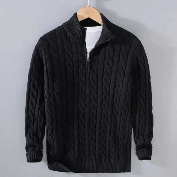 Rayden - Men's Cable Knit Quarter-Zip Pullover