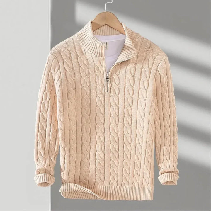 Rayden - Men's Cable Knit Quarter-Zip Pullover