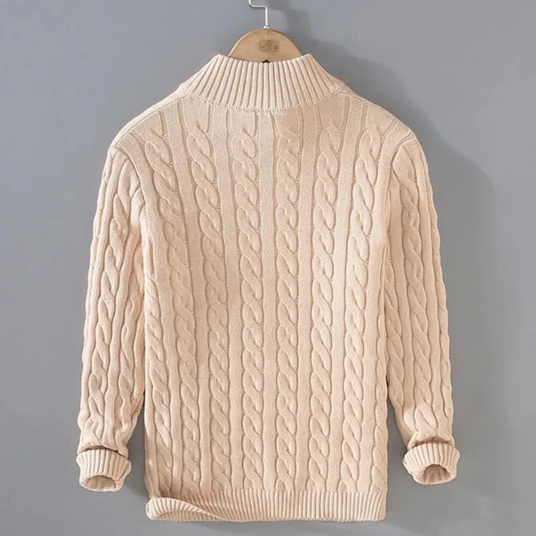 Rayden - Men's Cable Knit Quarter-Zip Pullover
