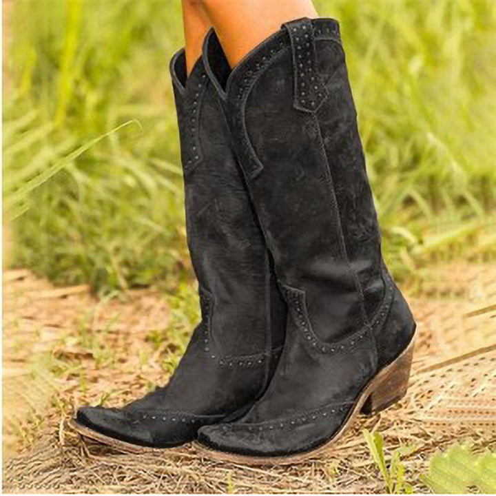 Remi - Women's Studded Suede Cowboy Boots