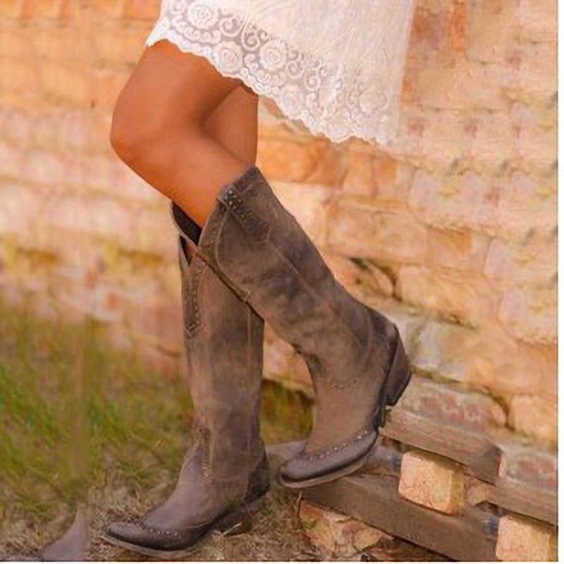 Remi - Women's Studded Suede Cowboy Boots