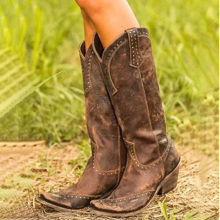 Remi - Women's Studded Suede Cowboy Boots