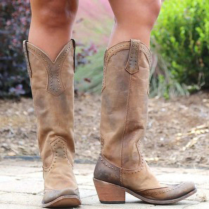 Remi - Women's Studded Suede Cowboy Boots