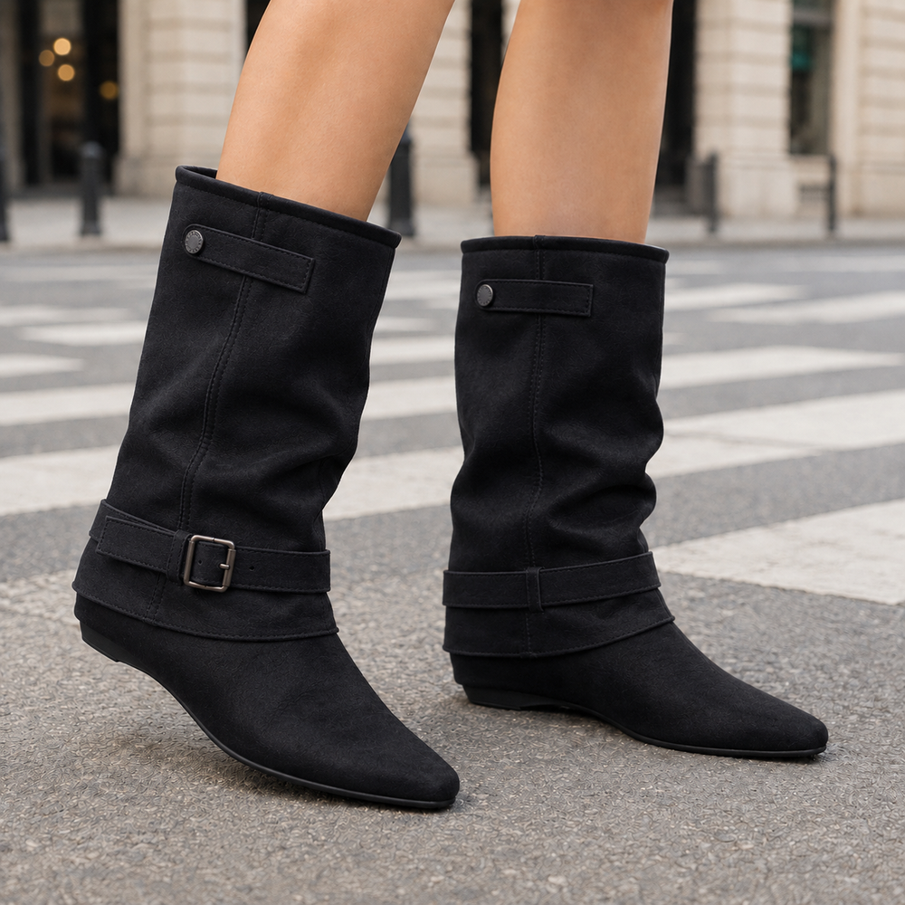 Renata - Women's Buckled Wraparound Wedge Boots