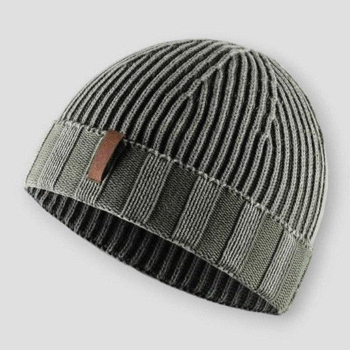 Reykjavik - Striped Ribbed Knit Beanie with Contrast Band