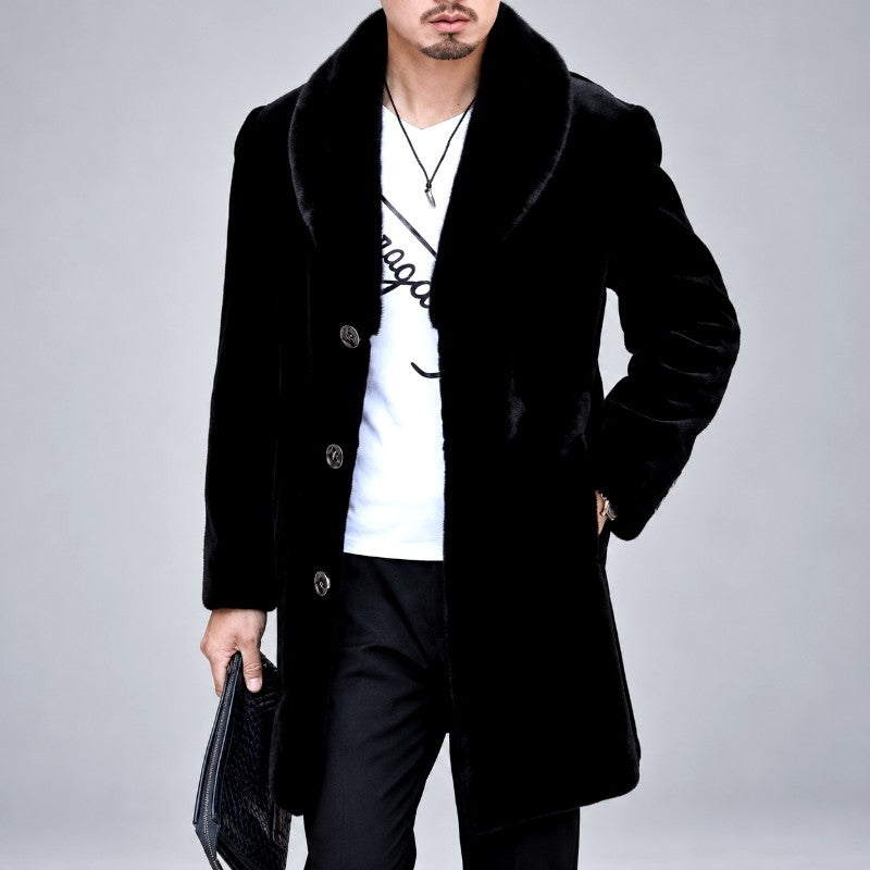Ricardo - Men's Long Faux Fur Coat with Wide Collar 2
