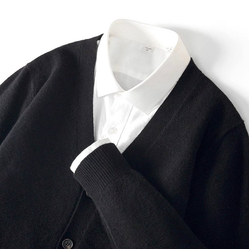 Richard - Men's Wool V-Neck Button-Front Cardigan 3
