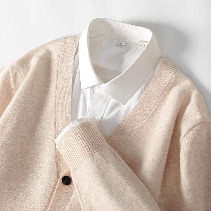 Richard - Men's Wool V-Neck Button-Front Cardigan 4
