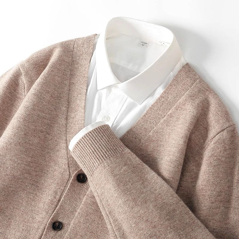 Richard - Men's Wool V-Neck Button-Front Cardigan 5