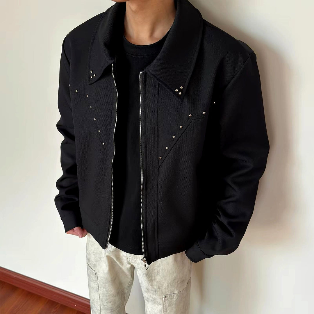 Ricky - Men’s Structured Collar Jacket with Stud Details 2