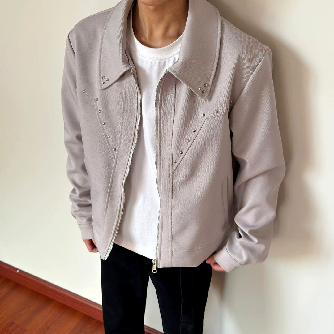 Ricky - Men’s Structured Collar Jacket with Stud Details 3