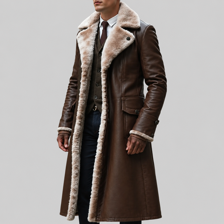 Rocco - Men's Faux-Fur Lined Coat with Notch Lapels