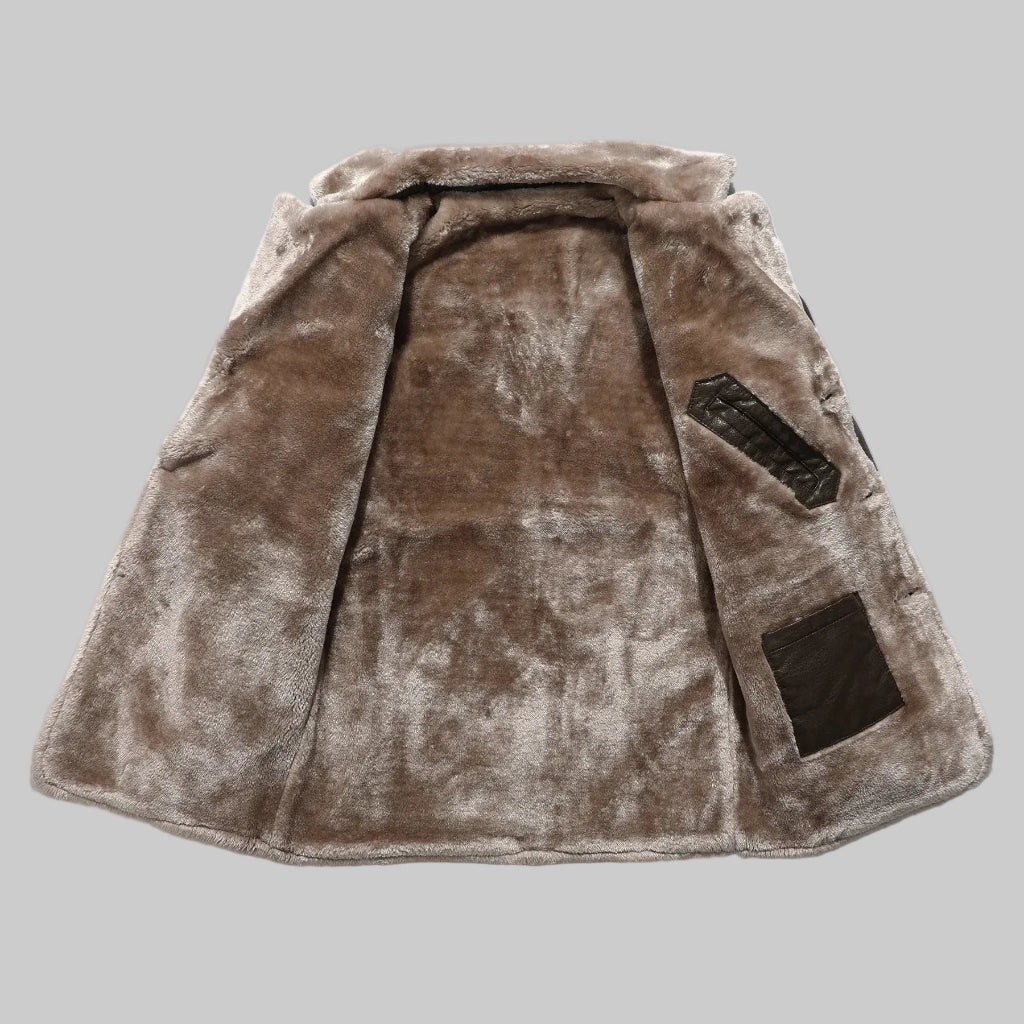 Rocco - Men's Faux-Fur Lined Coat with Notch Lapels