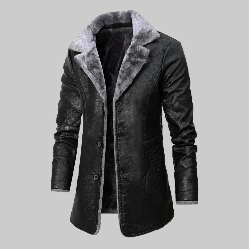 Rocco - Men's Faux-Fur Lined Coat with Notch Lapels