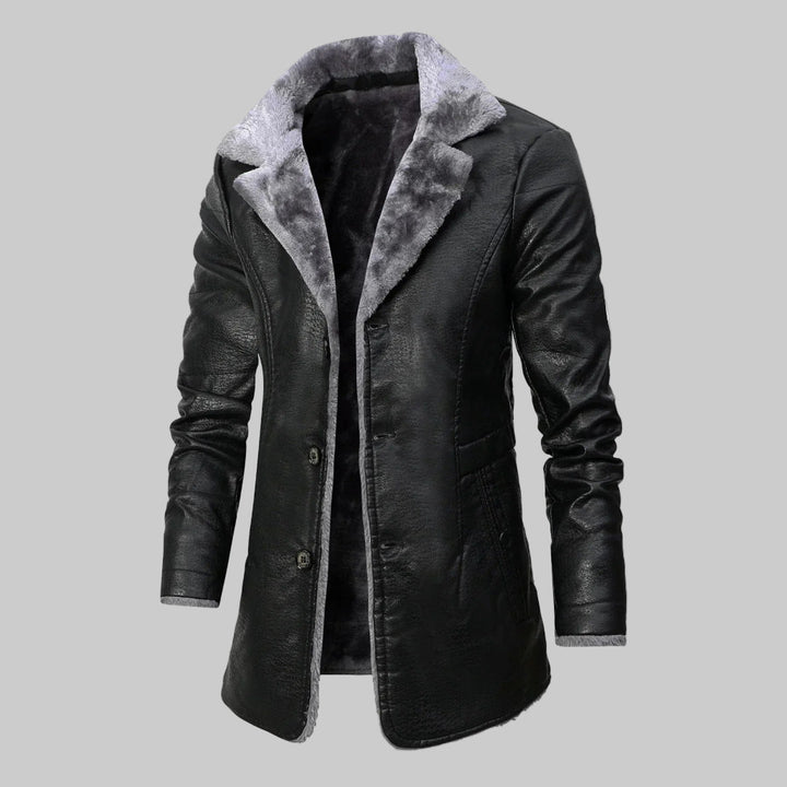 Rocco - Men's Faux-Fur Lined Coat with Notch Lapels