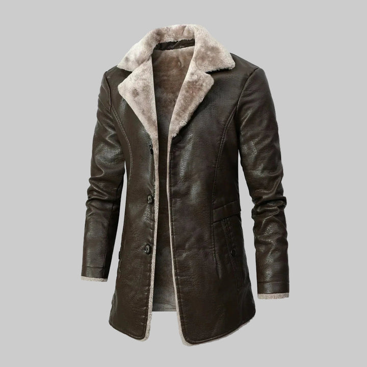 Rocco - Men's Faux-Fur Lined Coat with Notch Lapels