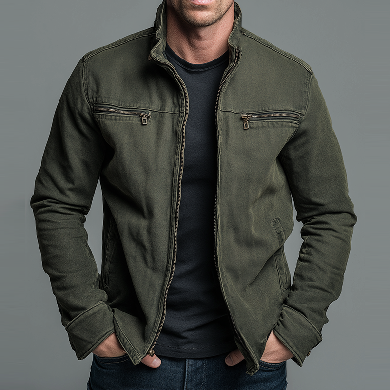 Roland - Men's Utility Bomber Jacket with Dual Chest Zippers