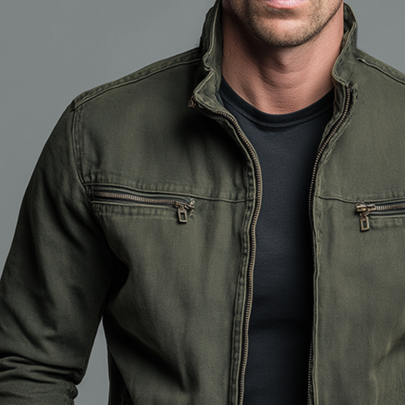 Roland - Men's Utility Bomber Jacket with Dual Chest Zippers