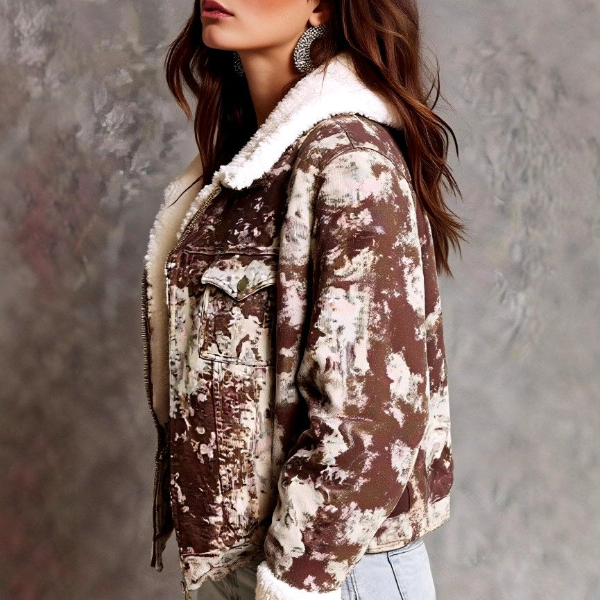Rosalia – Women’s Distressed Fleece Collar Jacket 3
