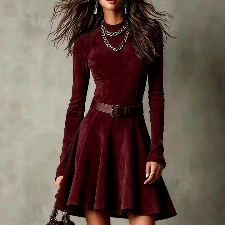 Rosalie - Women's Long Sleeve Belted Flared Dress 3