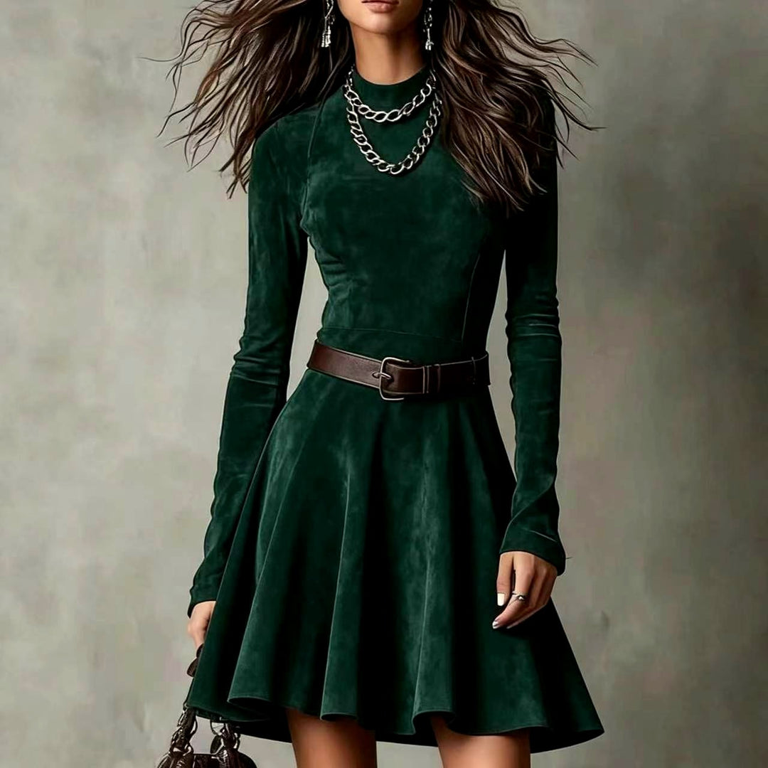 Rosalie - Women's Long Sleeve Belted Flared Dress 4