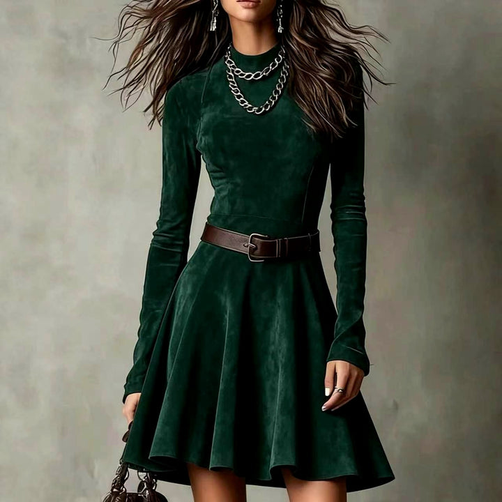 Rosalie - Women's Long Sleeve Belted Flared Dress 4