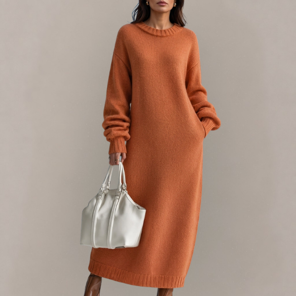 Rosemary - Women's Oversized Ribbed Maxi Sweater Dress