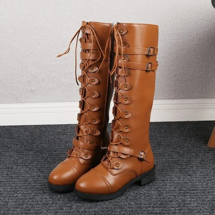 Rosie - Women's Lace-Up Knee-High Boots 