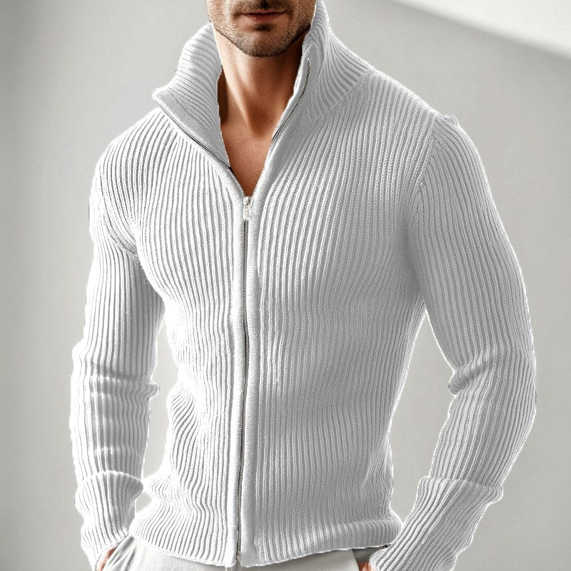 Ryan - Men's Ribbed Zip-Up Mock Neck Sweater 2